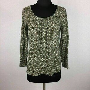 J. Jill Shirt Womens XS Patterned Scoop Accented Chest Neck Work Casual Office